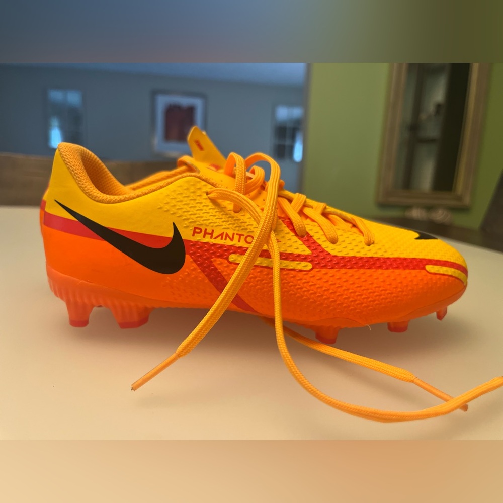 Nike Phantom soccer cleats - yellow and orange, size 2Y